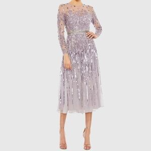 Mac Duggal Long Sleeve Tea Length Dress NWT